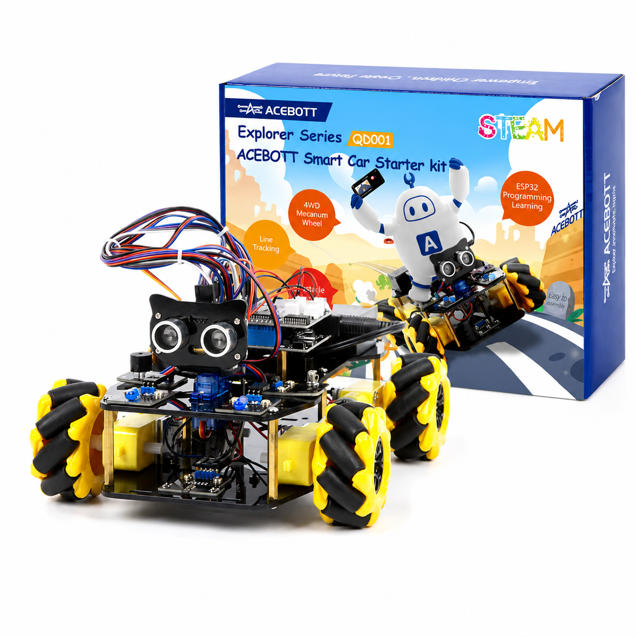 Kit ACEBOTT QD001 ESP32 con ruedas Mecanum 4WD